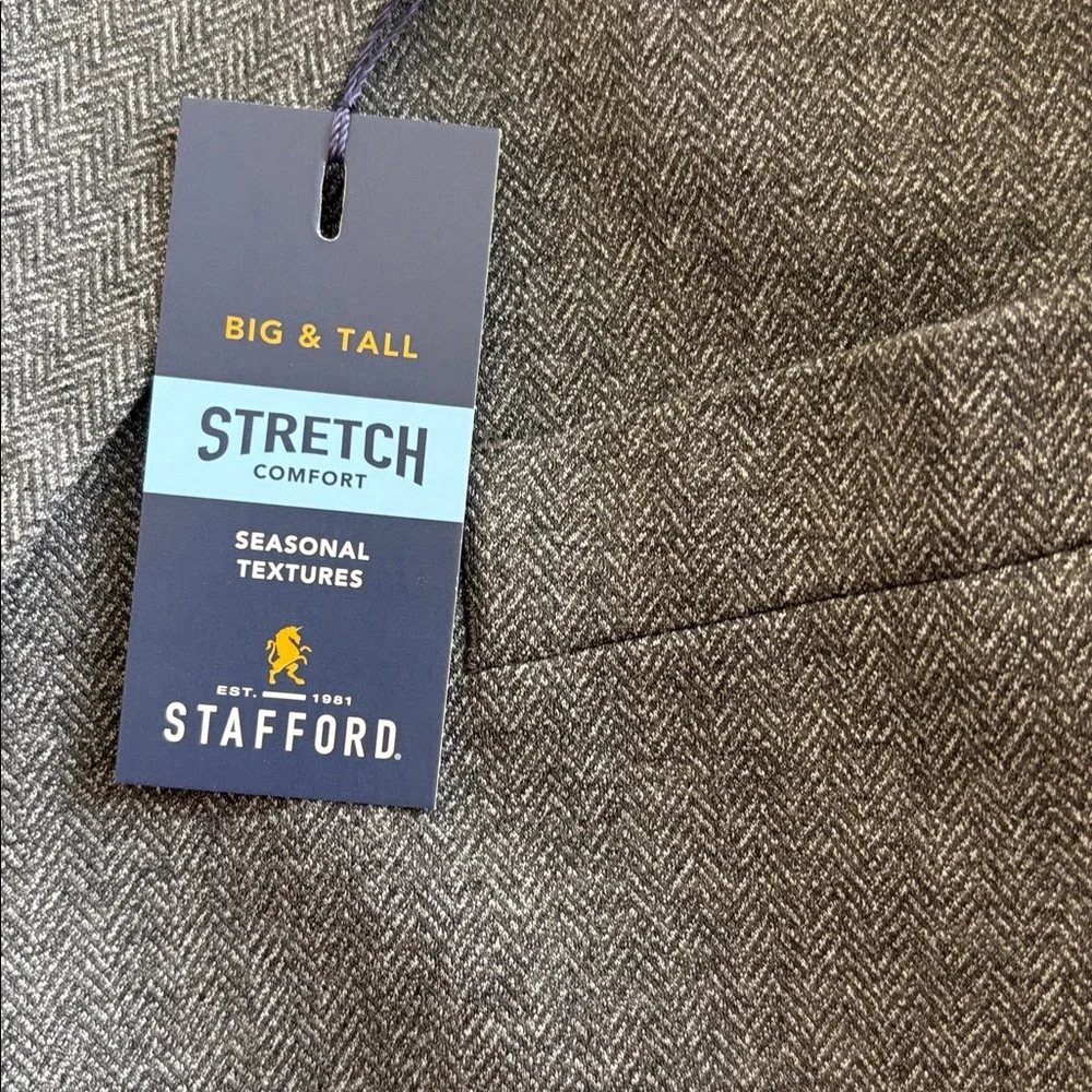 Stafford Stretch charcoal herringbone sport coat size 56R NWT